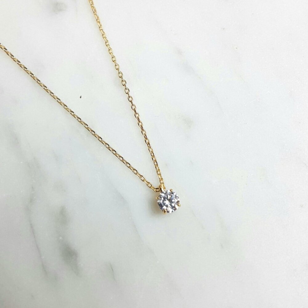 2.0 ct Round Brilliant Moissanite Pendant, 18k Gold Plated Sterling Silver Chain